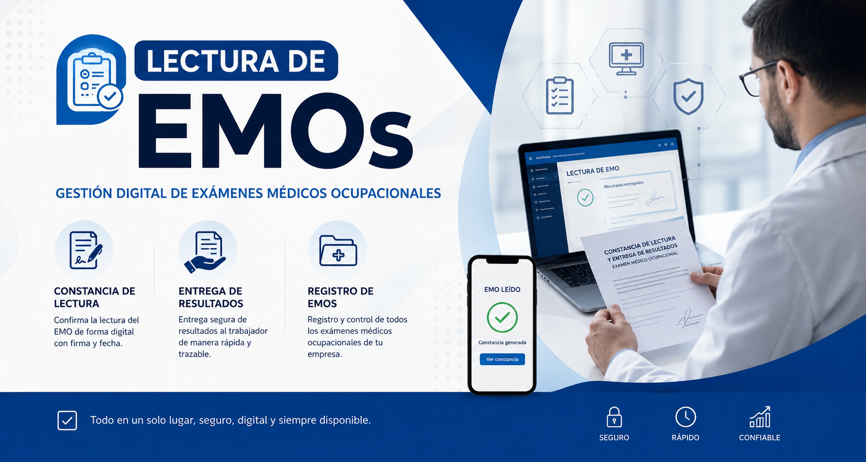 Lectura médica de exámenes ocupacionales y entrega de resultados
